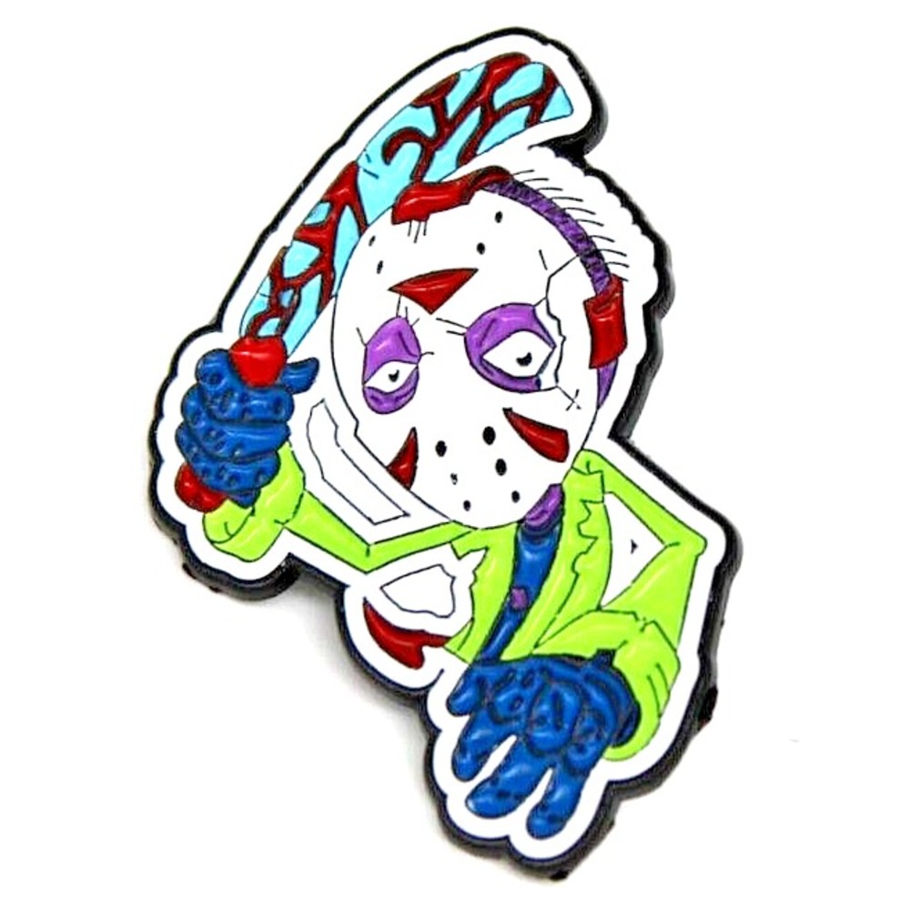 Hockey Mask Slasher Bloody Machete PIN Evil Serial Killer Halloween Horror Gore